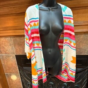 Colorful Striped and Aztec design Women's Kimono Top- size small